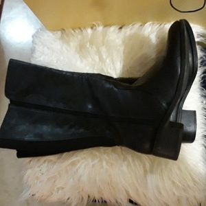Sale today, $15, Wide leg Black Boots with silver zipper.
